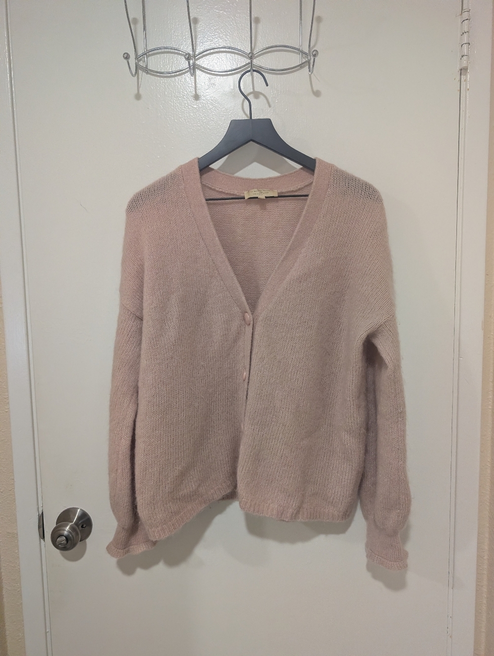 Sezane Mia Cardigan In Powder Pink - Picture 4 of 15